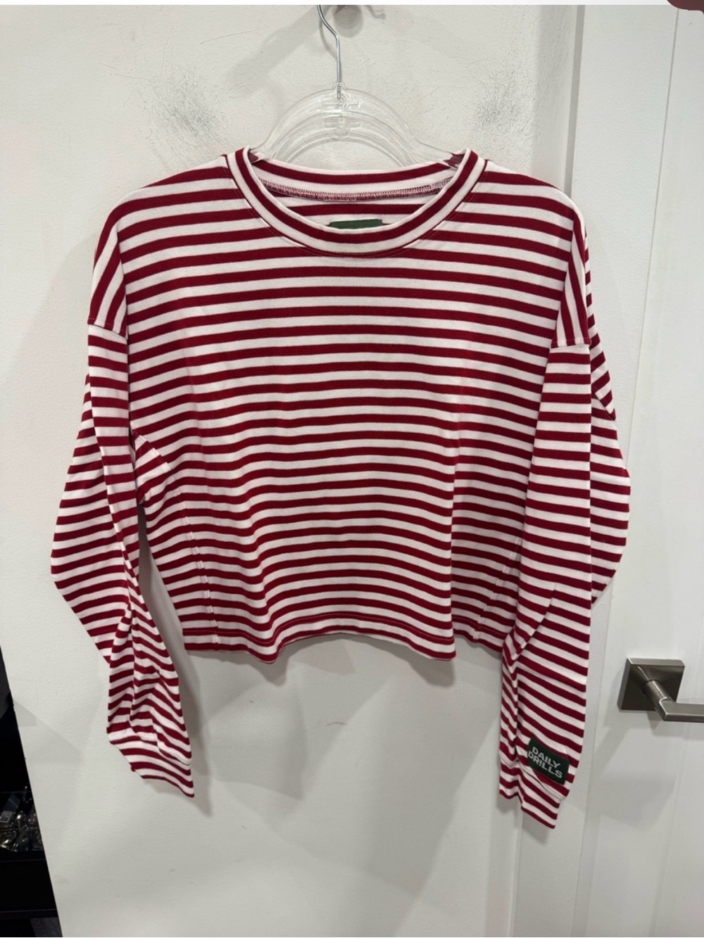 Daily Drills Red and White Striped Long-Sleeve Tee